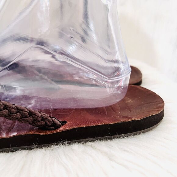 Maj Pole Brown Leather Braided Earthy Boho Slip on Thong Sandals - Size 9 - Picture 3 of 5